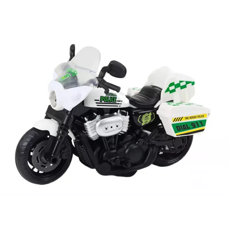 LEAN TOYS Policijos motociklas 1:10 Šviesos Garsai Baltas Raudonas
