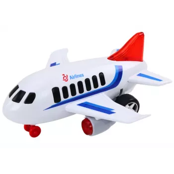 LEAN TOYS Passenger Plane with Lights, Sounds & Drive - White