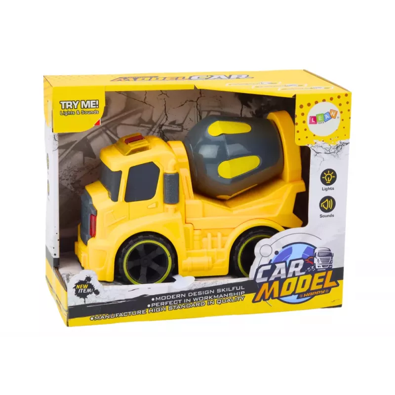 LEAN TOYS Betono maišyklės sunkvežimis su šviesomis ir garsais geltonas