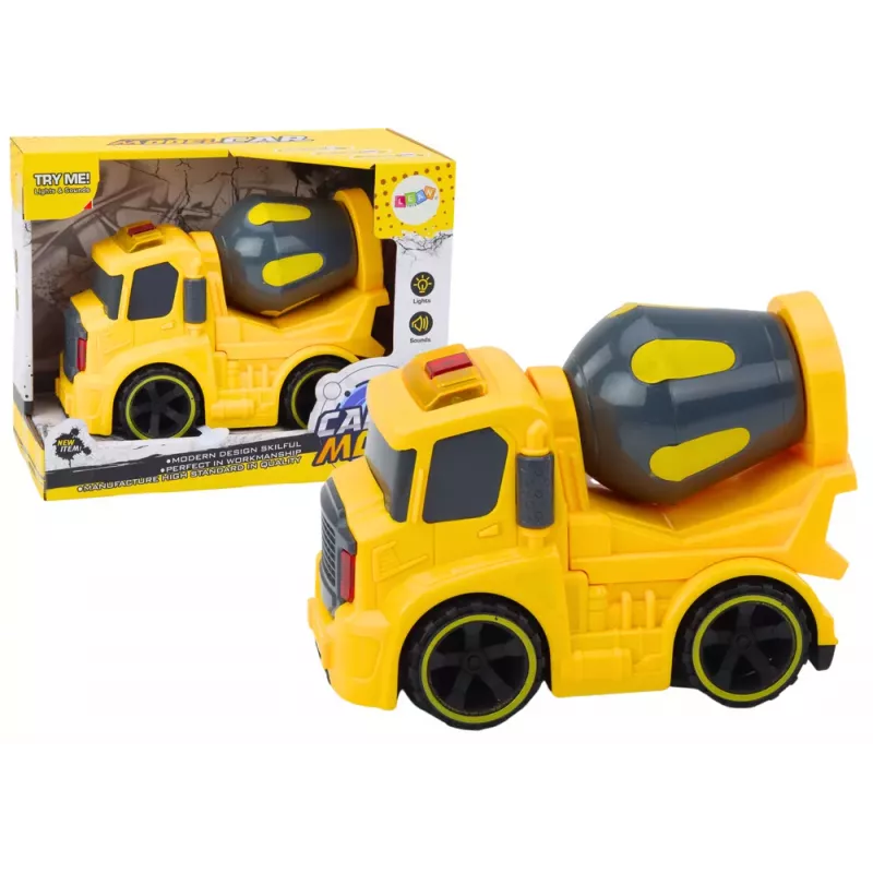 LEAN TOYS Betono maišyklės sunkvežimis su šviesomis ir garsais geltonas
