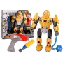 LEAN TOYS Sukimo robotas su grąžtu ir atsuktuvu, šviesos ir garso efektai, geltona