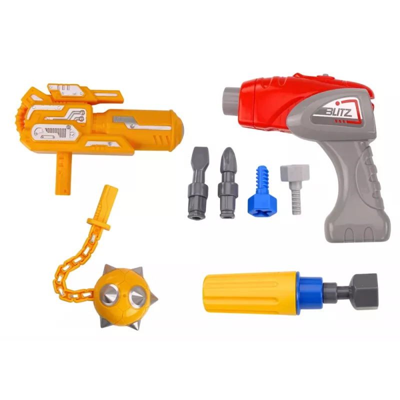 LEAN TOYS Robotas Sukamasis Ginklas Grąžtas Atsuktuvas Šviesa Garsas Mėlynas
