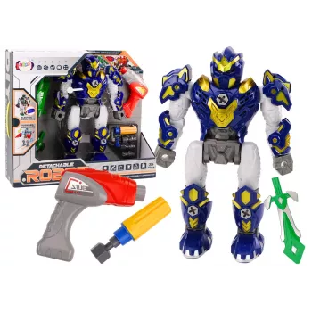 LEAN TOYS Sraigtinis robotas su ginkliniu grąžtu, atsuktuvu, šviesos ir garso efektais, tamsiai mėlynas
