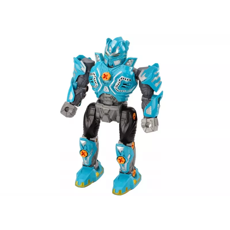 LEAN TOYS Sukimo robotas su ginklu, grąžtu, atsuktuvu, šviesomis, garsu, turkio spalvos