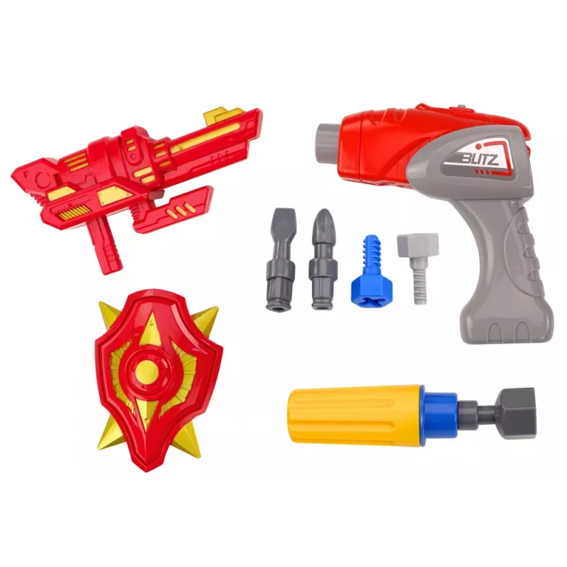 LEAN TOYS Sukimo robotas su ginklu, grąžtu, atsuktuvu, šviesomis, garsu, turkio spalvos