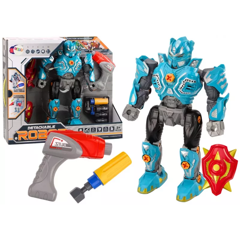 LEAN TOYS Sukimo robotas su ginklu, grąžtu, atsuktuvu, šviesomis, garsu, turkio spalvos