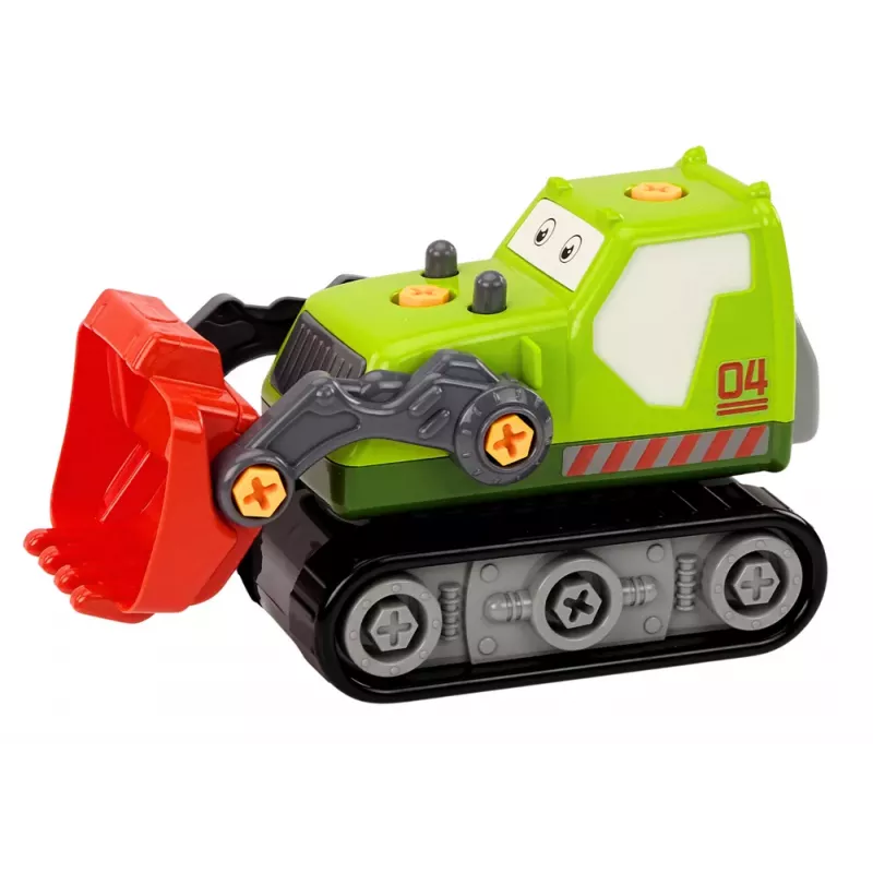 LEAN TOYS Cartoon Crawler Excavator To Disassemble DIY Green
