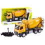 LEAN TOYS Geltonas betono maišytuvas, trinties pavara, šviesa ir garsas