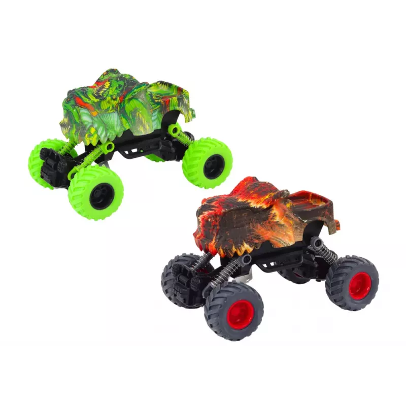 LEAN TOYS Dinozaurų automobilis, trinties pavara, raudonas arba žalias, visureigis