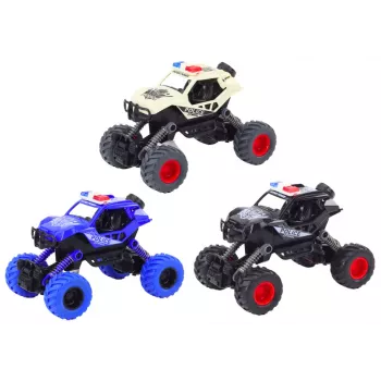 LEAN TOYS Policijos automobilis su trinties pavara, 3 visureigių spalvos