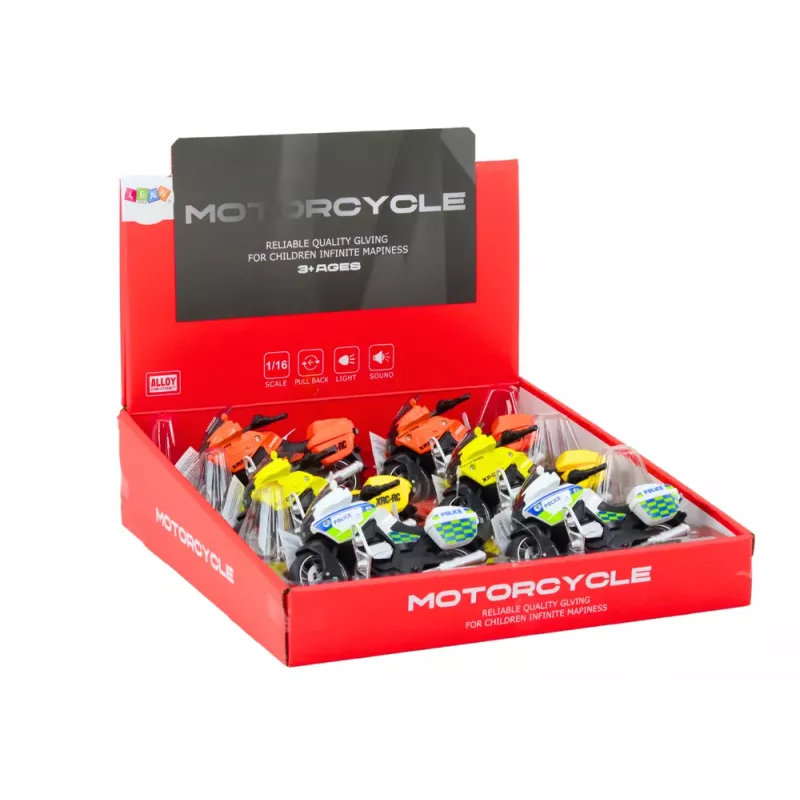 LEAN TOYS Sportinis motociklas su trinties pavara, 3 dizainai: geltona, oranžinė, balta