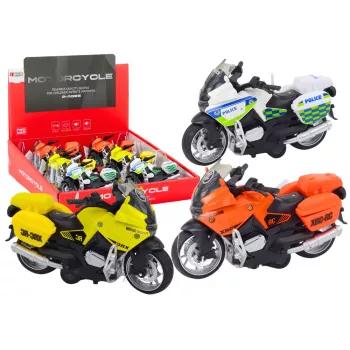 LEAN TOYS Sportinis motociklas su trinties pavara, 3 dizainai: geltona, oranžinė, balta