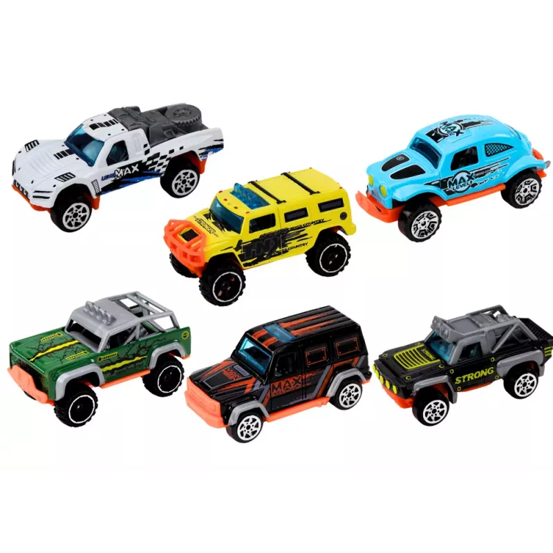 LEAN TOYS Metalinių visureigių automobilių rinkinys 1:64, 6 vnt.