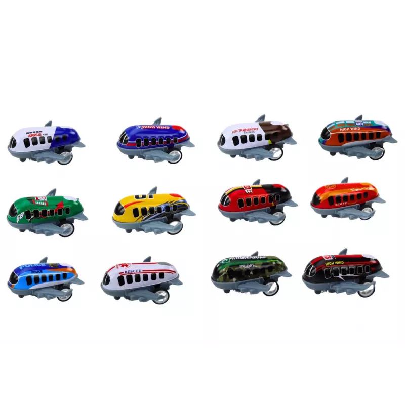 LEAN TOYS 12 žaislinių automobilių, varomų lėktuvų, 5 cm kelio ženklų rinkinys