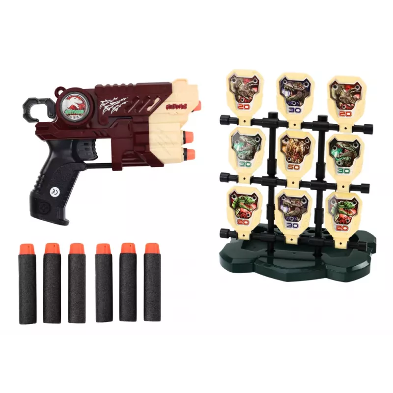 LEAN TOYS Foam Dinosaurs Brown Dinosaurs Gun With Darts Set