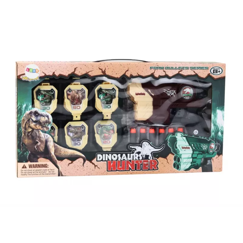 LEAN TOYS Foam Dinosaurs Brown Dinosaurs Gun With Darts Set