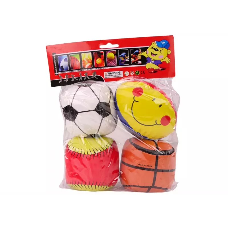 LEAN TOYS Minkštų sportinių kamuolių rinkinys - krepšinis, regbis, futbolas, beisbolas - 4 vnt.