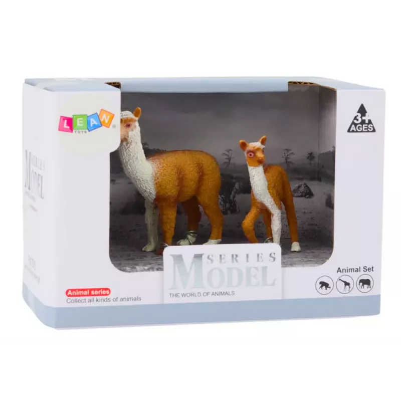 LEAN TOYS Figūrėlė Suaugusi Lama 8 cm su Jauna Lama 6 cm Pasaulio Gyvūnai