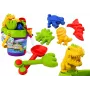 LEAN TOYS Smėlio kibirėlių rinkinys su dušo laistytuvu ir dinozaurų formelėmis