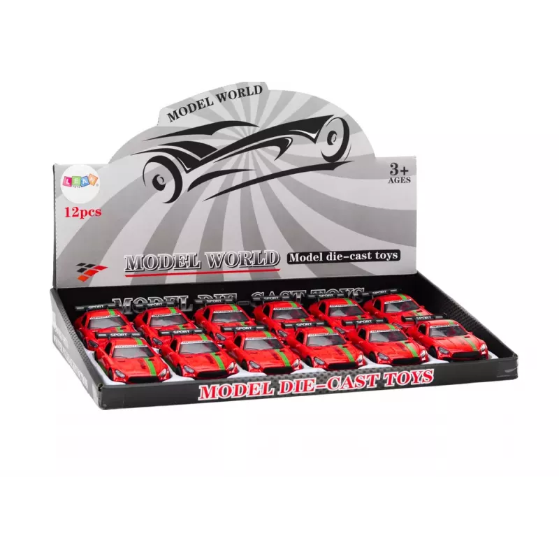 LEAN TOYS Sportinis automobilis 1:32 veiksmo figūrėlė su spoileriu, metalinis, raudonas, garsai