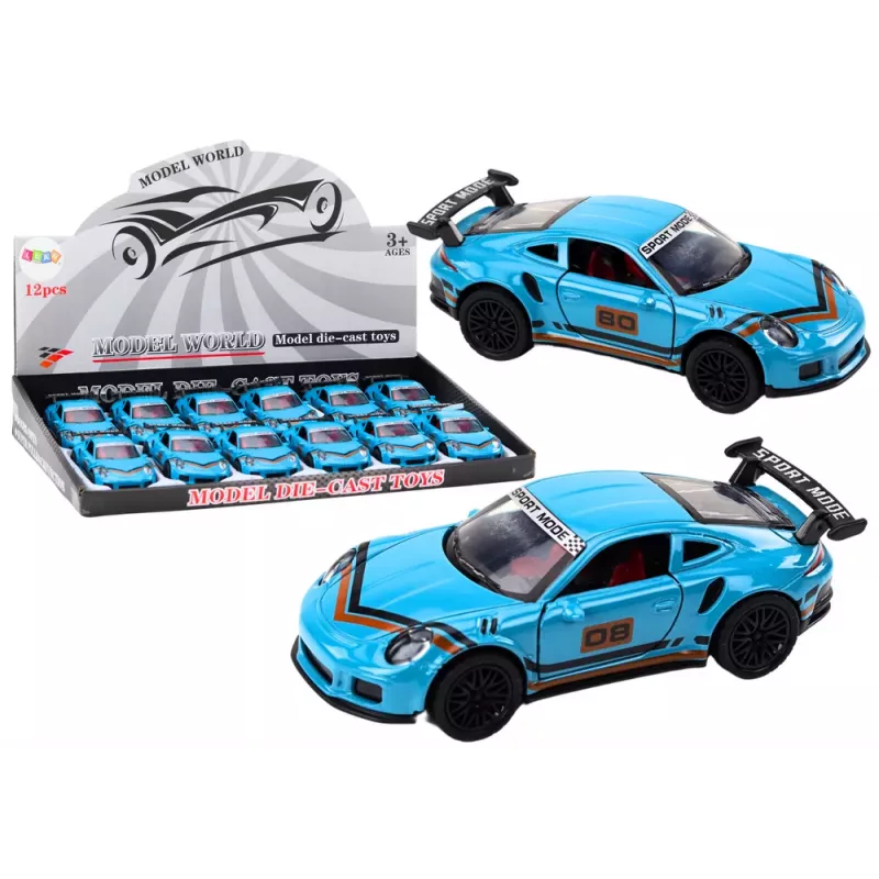 LEAN TOYS Sportinis automobilis 1:32 liejamo metalo veiksmo figūrėlė mėlynas spoileris