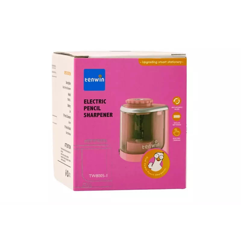 LEAN Electric Pink Sharpener for Crayons and Pencils 6-8 mm