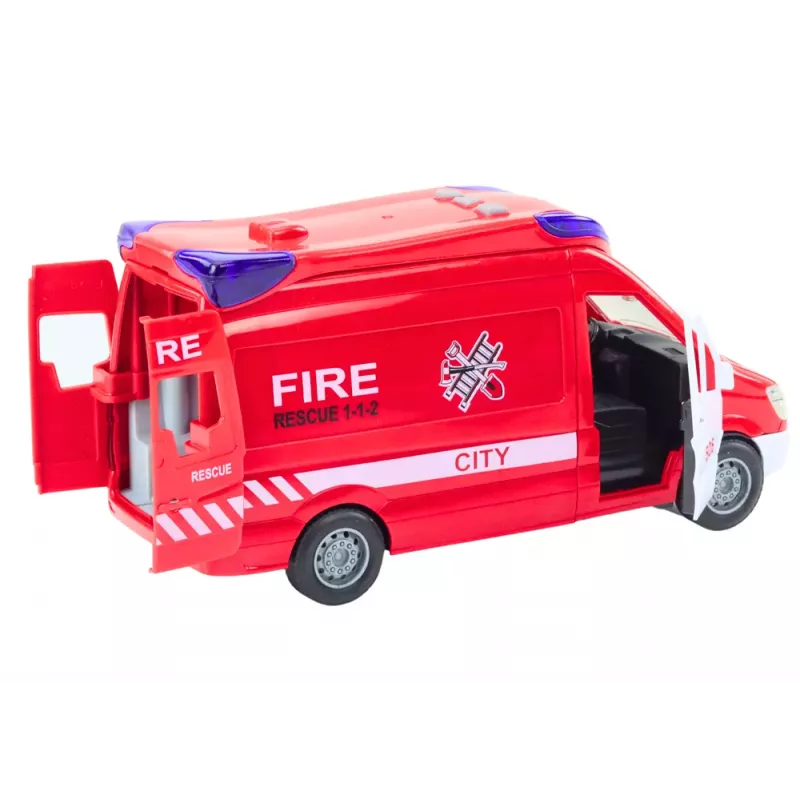 LEAN TOYS Fire Truck Lights Sounds Opening Doors Drive Red