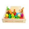 LEAN TOYS Vaisiai ir daržovės mediniai magnetinėje dėžutėje virtuvei