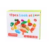 LEAN TOYS Vaisiai ir daržovės mediniai magnetinėje dėžutėje virtuvei