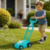 LEAN TOYS Bubble Machine Ride-on Lawn Mower with Handle Blue