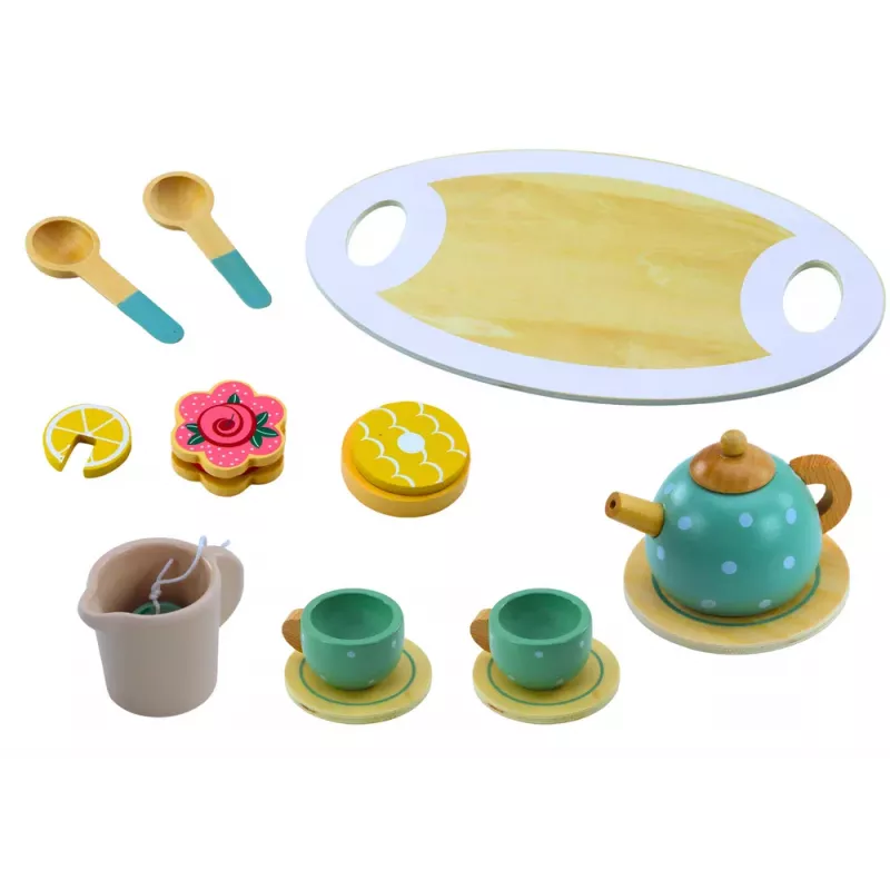 LEAN TOYS Arbatos ir kavos rinkinys vaikams medinis 15 dalių