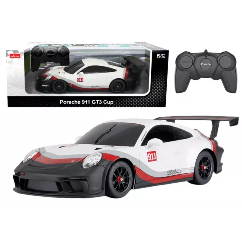 RC automobilis 1:18 Rastar Porsche 911 GT3 balta-pilka