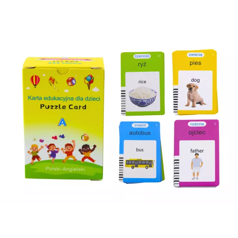 LEAN TOYS Planšetė mokomosioms kortelėms, mokymasis lenkų ir anglų kalbų, 224 žodžiai, mėlyna