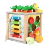 LEAN TOYS Medinis edukacinis kubas rūšiuotojas 5in1 dėlionės dėžutė blokeliai