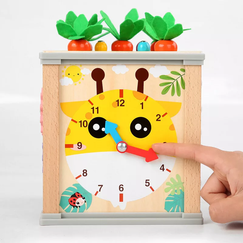 LEAN TOYS Medinis edukacinis kubas rūšiuotojas 5in1 dėlionės dėžutė blokeliai