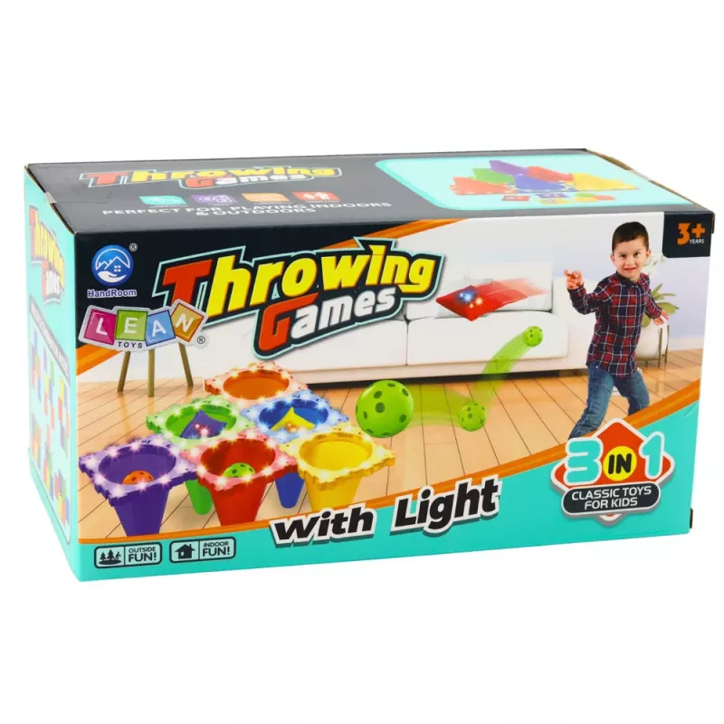 LEAN TOYS Sportinių įgūdžių žaidimų rinkinys „Pataik į taikinį“ 3v1
