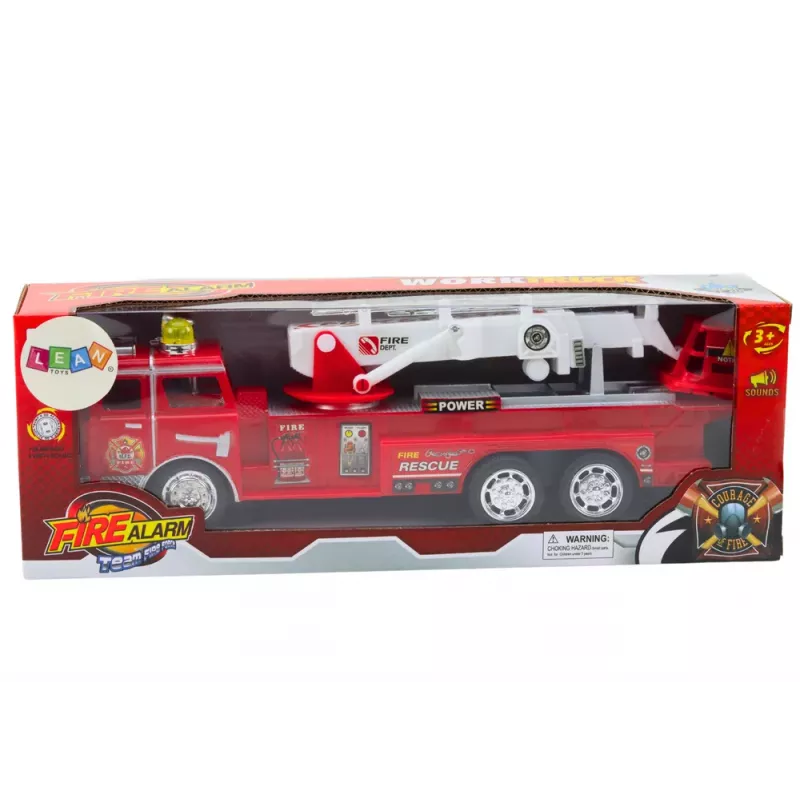 LEAN TOYS Gaisrinis automobilis raudonas su strėle, šviesomis ir garsais