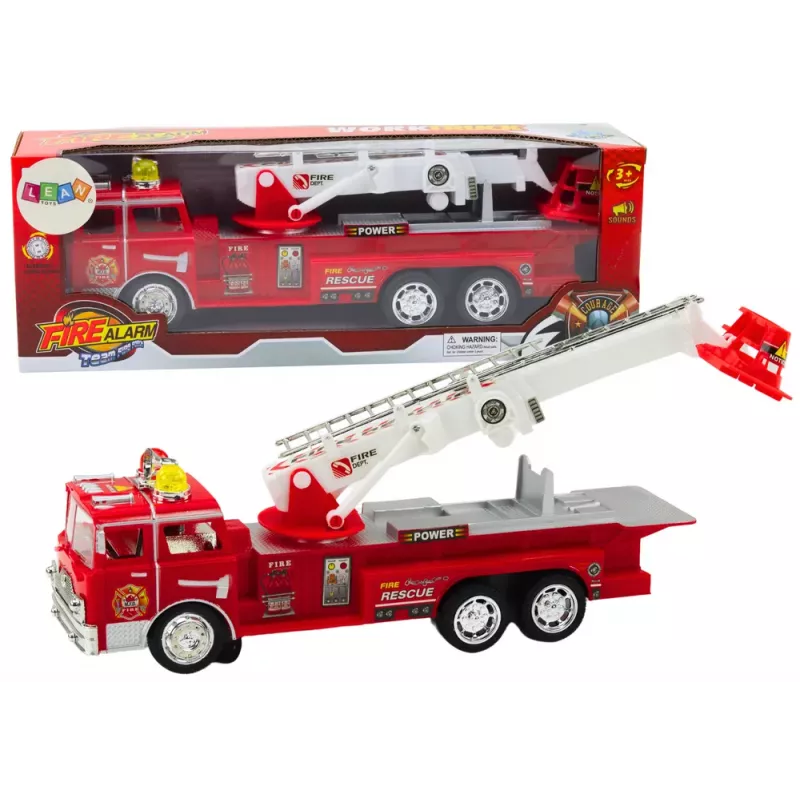 LEAN TOYS Gaisrinis automobilis raudonas su strėle, šviesomis ir garsais