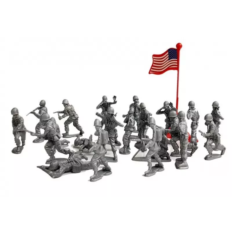LEAN TOYS Didelis karinis rinkinys 100 vnt. kareiviai vėliavos