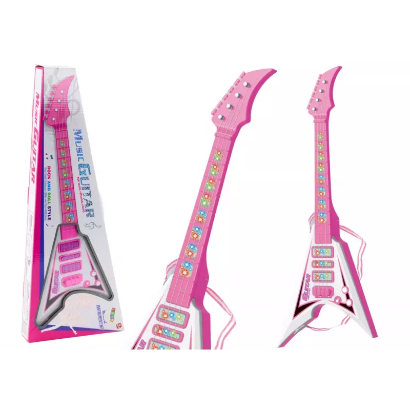 LEAN TOYS elektrinė gitara vaikams su šviesomis ir melodijomis, rožinė