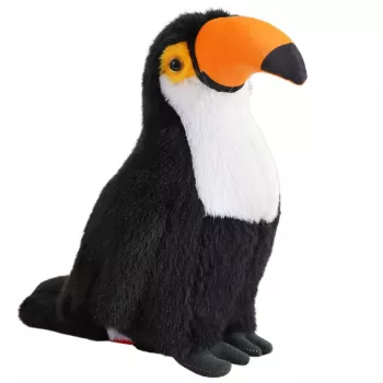 LEAN TOYS Plush Toy Mascot Cuddly Toucan Bird Black and White 30cm