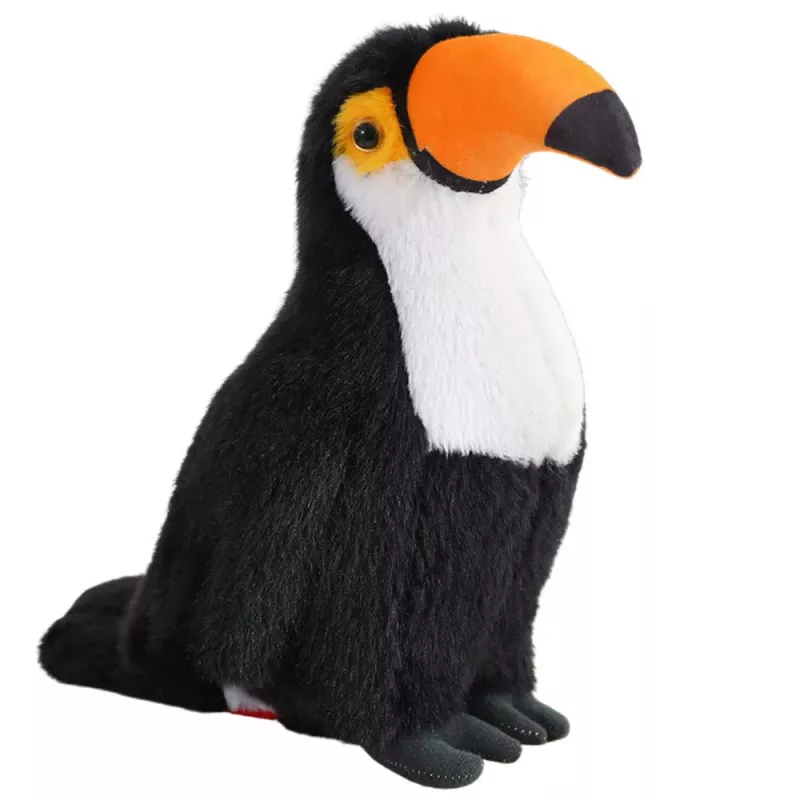 LEAN TOYS Plush Toy Mascot Cuddly Toucan Bird Black and White 30cm