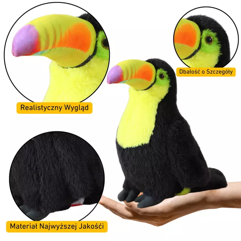 LEAN TOYS Pliušinis tukanas Paukštis Pliušinis žaislas Mascot Minkštas žaislas Geltonas 35cm