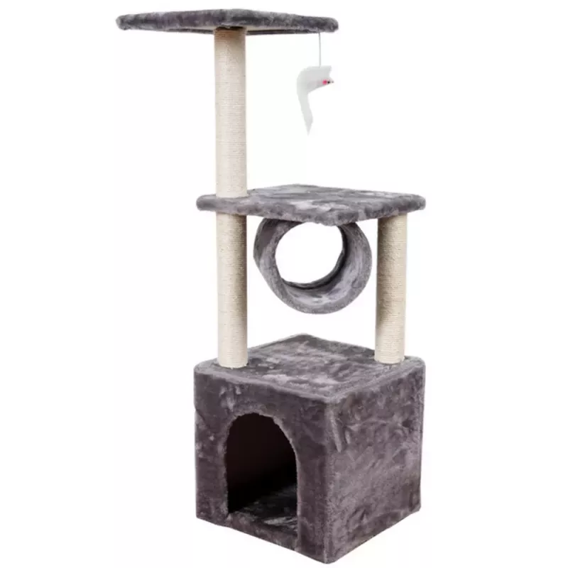 LEAN Cat Scratcher With House Tunnel Platform 30x30x107cm