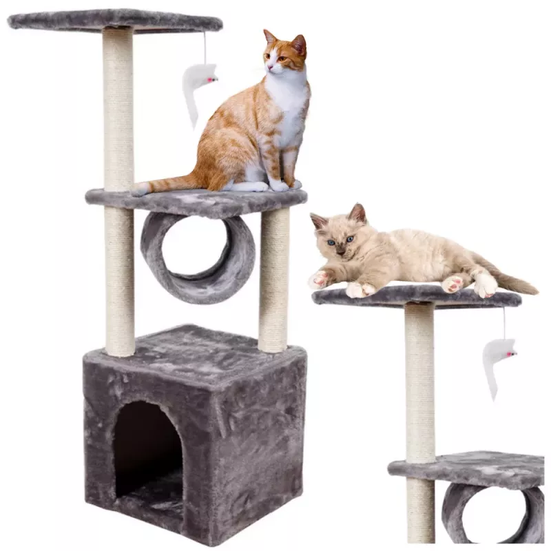 LEAN Cat Scratcher With House Tunnel Platform 30x30x107cm