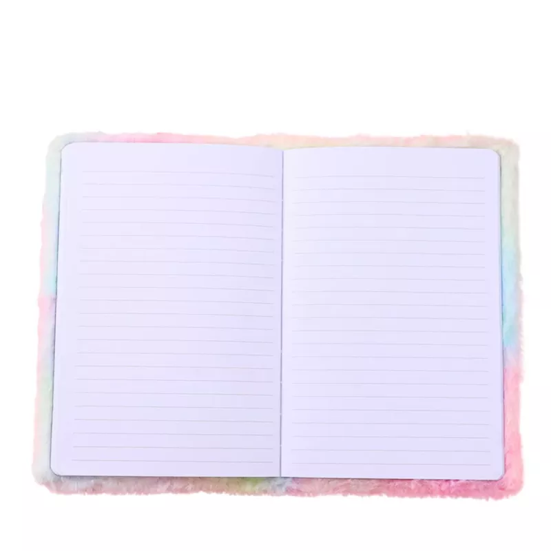 LEAN Plush Fur Notebook Lined Notebook With Unicorn Colorful A5