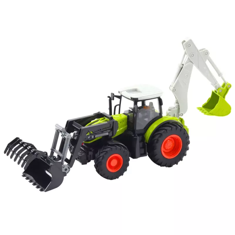 LEAN TOYS Žemės ūkio traktorius su besisukančiu kaušu ir ekskavatoriumi 2in1 nuotolinio valdymo 2.4G