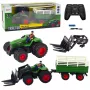 LEAN TOYS RC nuotoliniu valdymu žemės ūkio traktorius su priekaba ir šakėmis, dvigubi ratai
