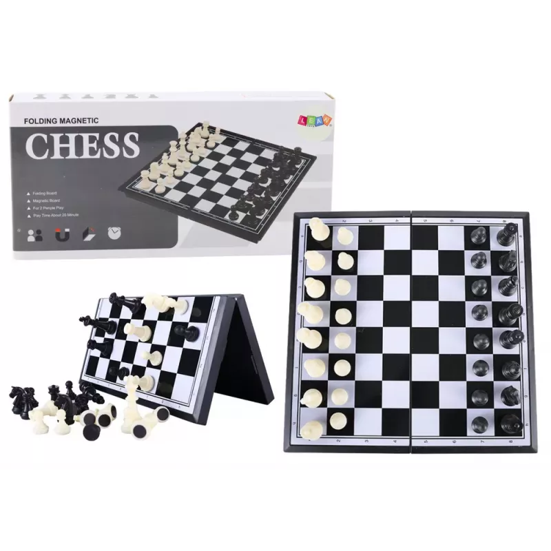 LEAN TOYS Classic Chess Board Game Magnetic Board Pawns Figures