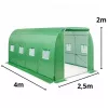 LEAN Folijos tunelinis šiltnamis sodui daržovėms su langais, žalias, UV, 4x2,5x2 m, 10 m²